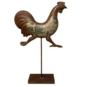 Rustic Rooster Decor XLarge 23"  French Country Metal Toile Kitchen Weathervane